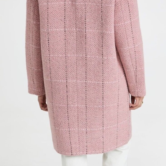 RAG&BONE Size S Estelle Cocoon Wool Blend Check Coat PINK MULTI - Picture 5 of 13